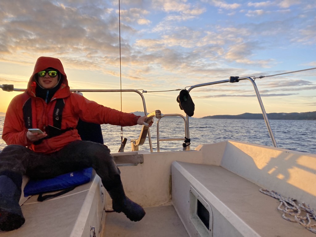 YYen sailing at sunset. PC: Ben