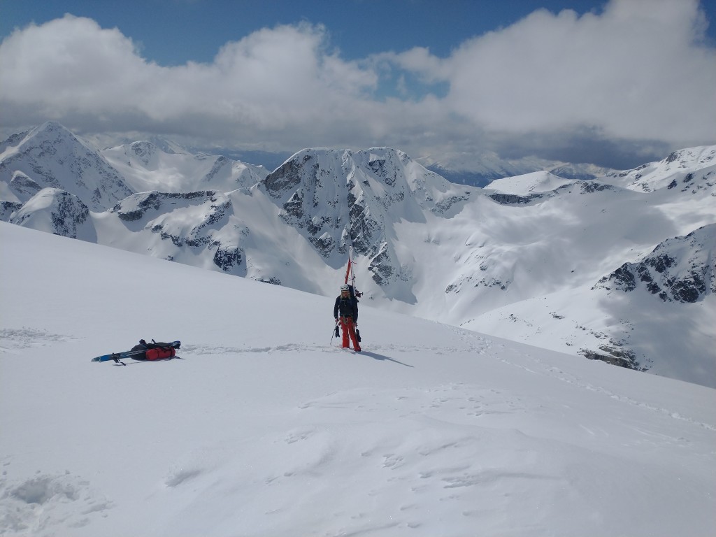 Ross coming to the top of the boot pack above the Place Glacier