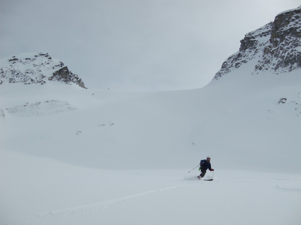 Skiing down towards White Lakes