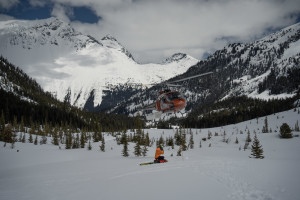 The first group of 3 up in the heli.  