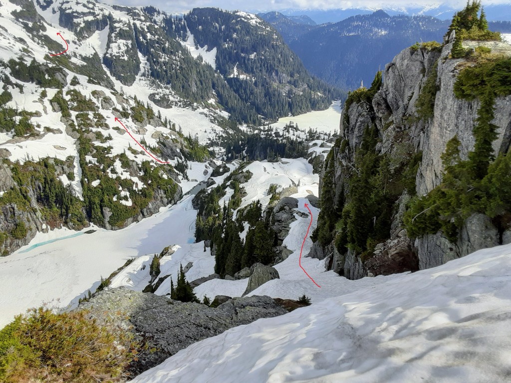 The ramp leading down to the outflow of Upper Consolation Lake