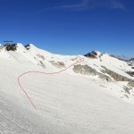 Meslilloet East glacier, with the rest of the day's route visible in the distance