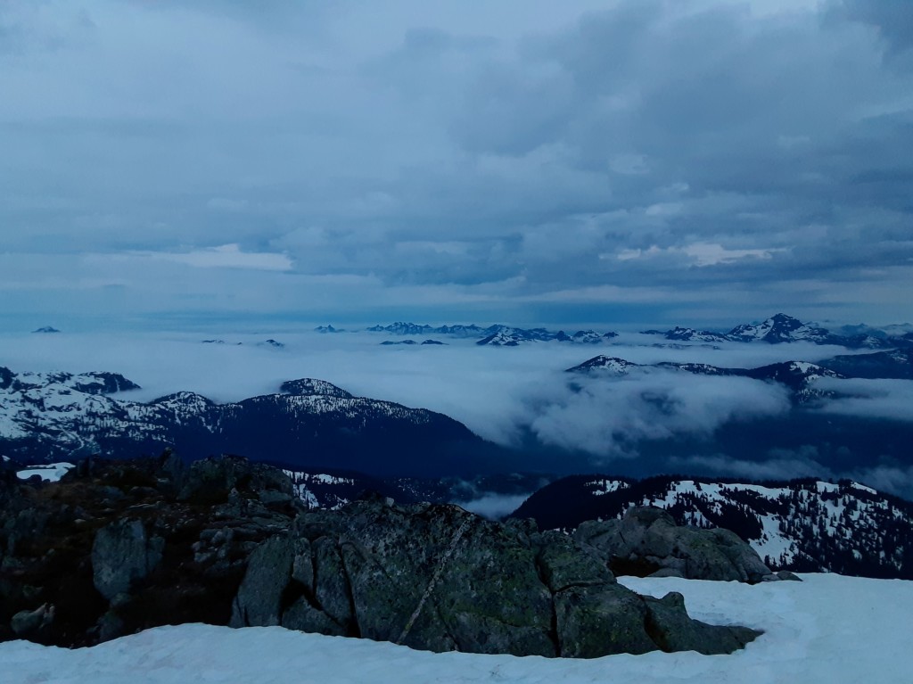 Multiple layers of clouds rolling in from the south