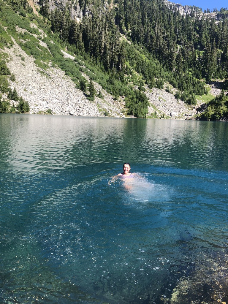 Chilly swim in Brunswick Lake