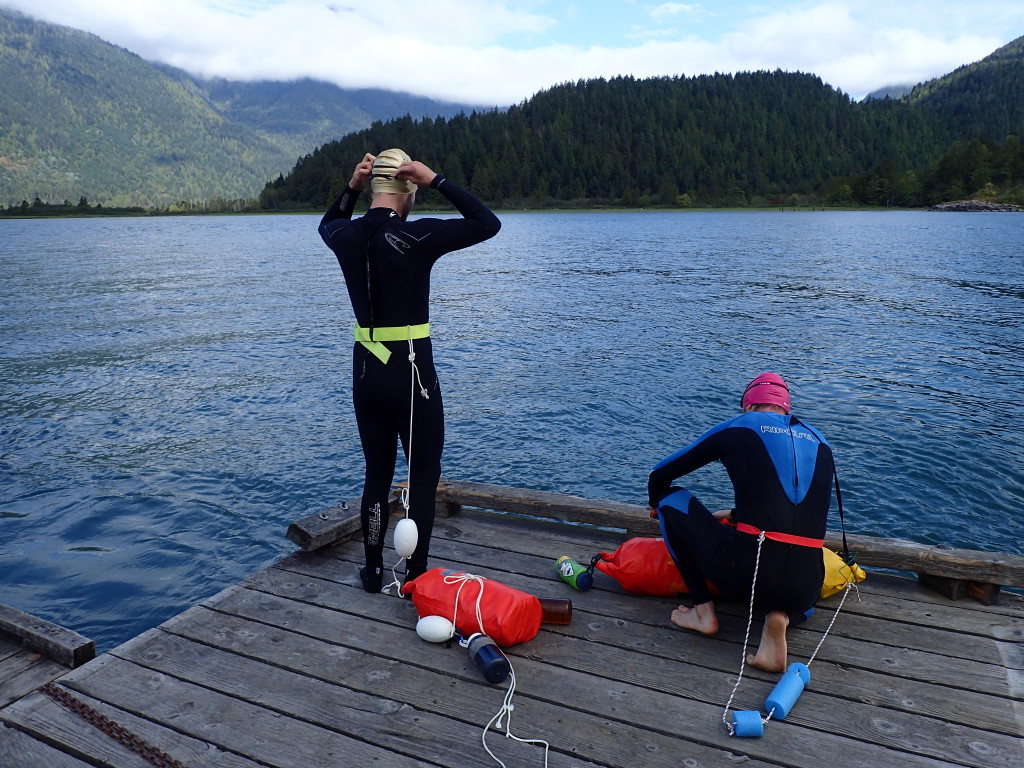 Getting ready to swim