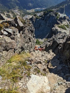 Looking back down on what was the first of many gullies.