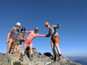 Awkward group photo on the peak.