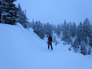 Testing the orange string for navigating in a whiteout