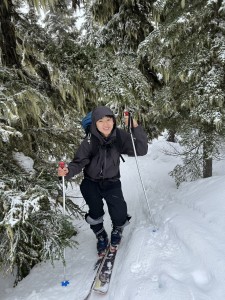 Mozi rocking the Tele Skis. Photo Credit: Albert Yip