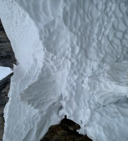 Steep snow at first schrund