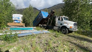 Placing the bin and completing the staging zone. 