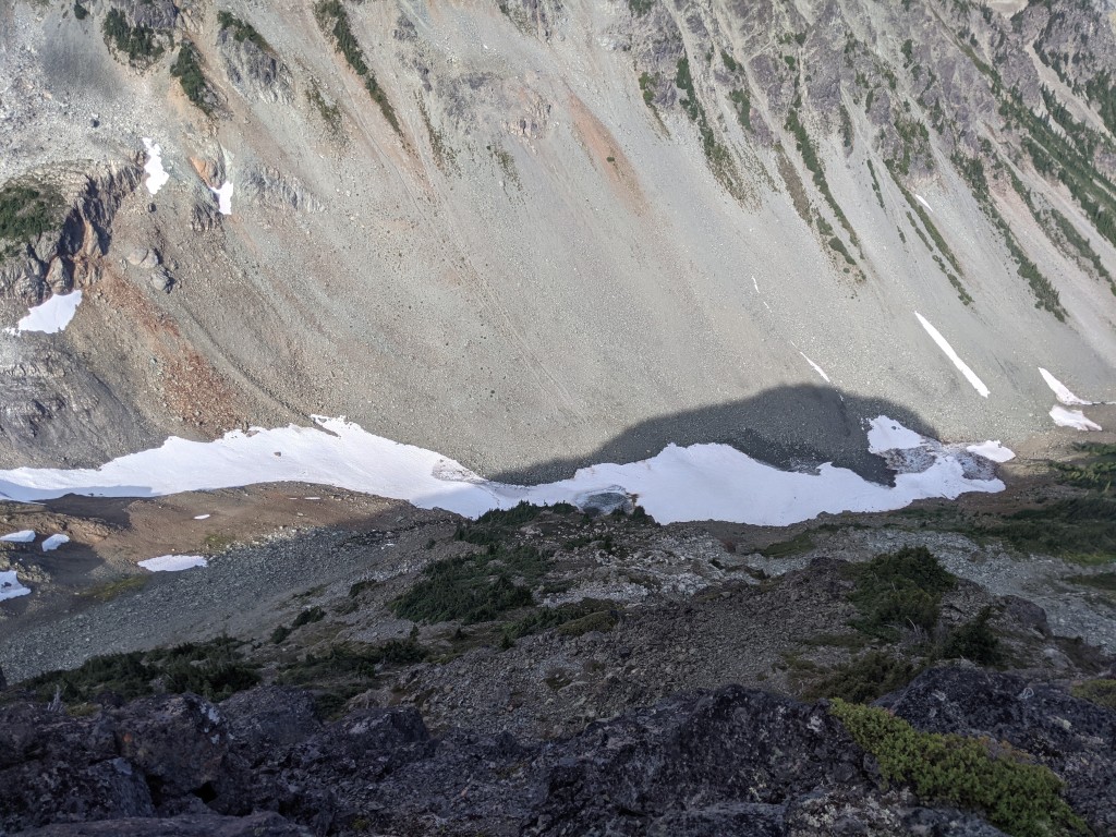 Remains of a funny glacier with a bit of bare ice visible. 