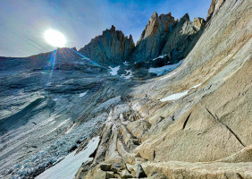 Debris strewn across the pocket glacier’s shooting gallery.