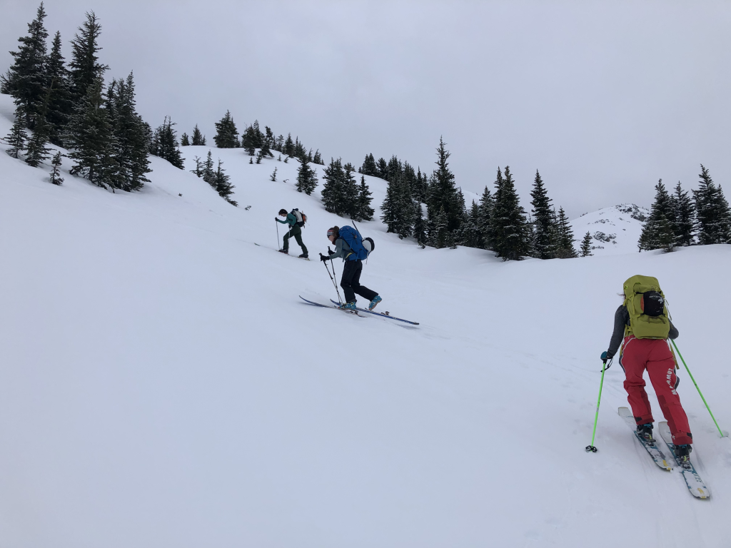 The crew skinning up and out of the Cerise Creek drainage.