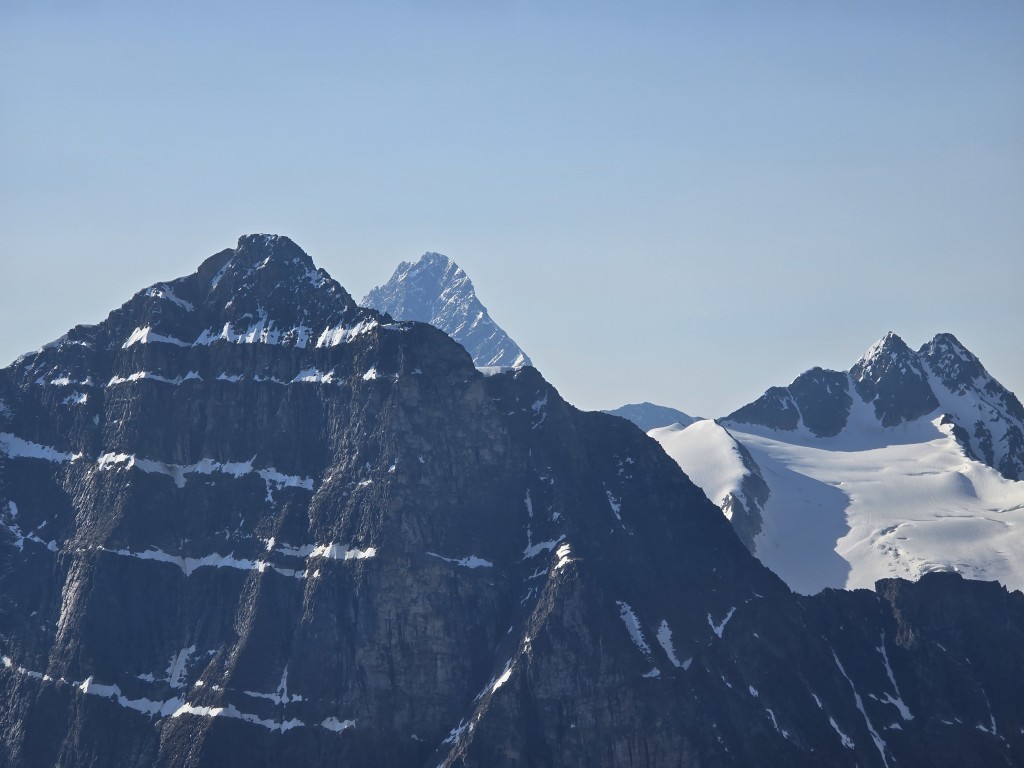 The ridge in the foreground running from left to right is the SW ridge of Macdonald.