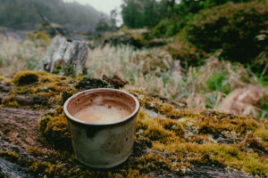 My well-earned shot of espresso in the rain.