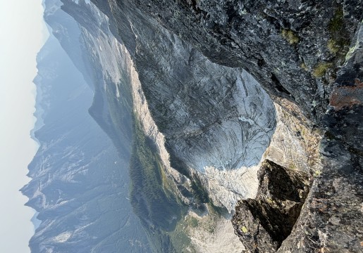 Looking south over the edge of the buttress