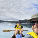 Ryan and I canoe across Garibaldi Lake. PC: Ryan