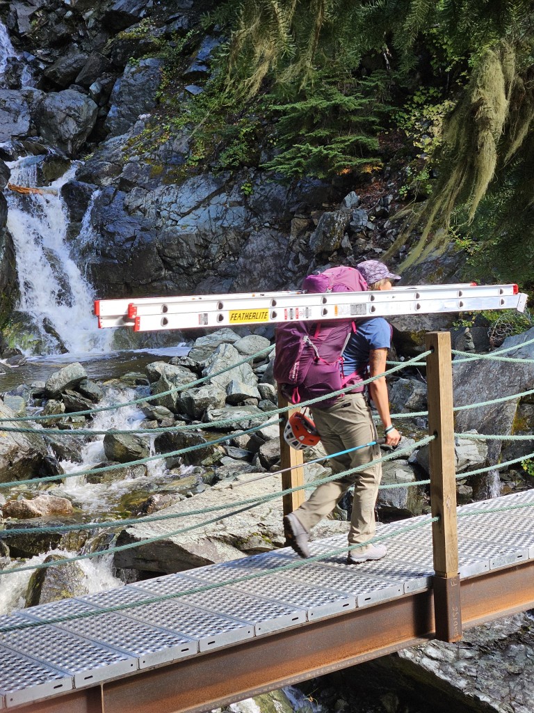 Melissa's ladder hauling system. PC: Connor Jakes