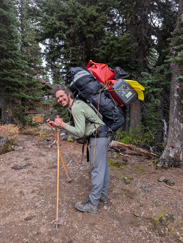 Jeff's big pack. Maybe he is training to carry up another stove to a hut. PC: Jacob Grossbard