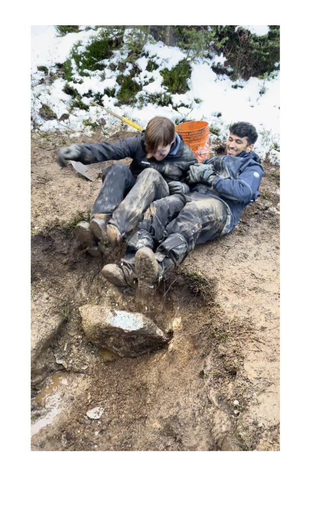 We thought we could kick the rock out of place but it was to no avail