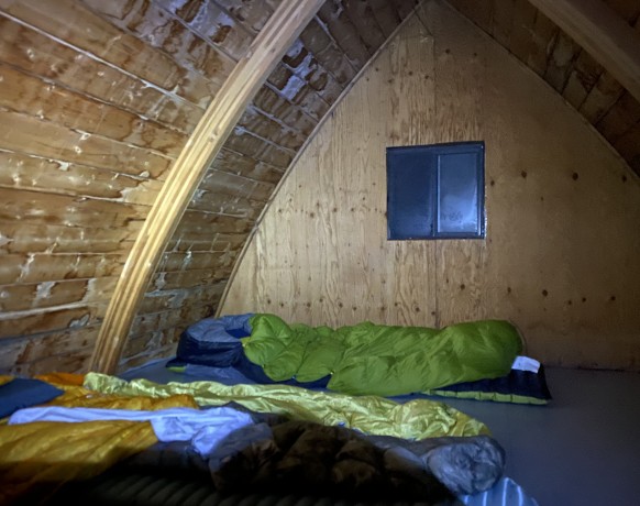 Water damage on the inside of the hut. PC: Duncan MacIntyre