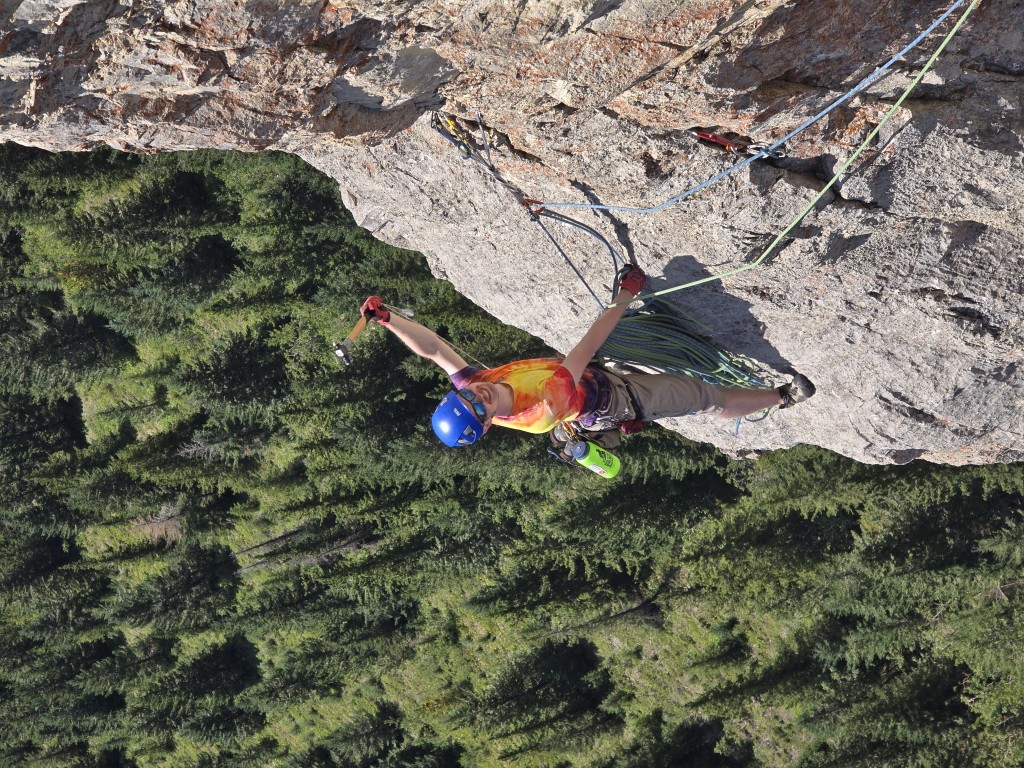 Will Raleigh Smith waves his hammer in defiance of modern clean climbing ethics