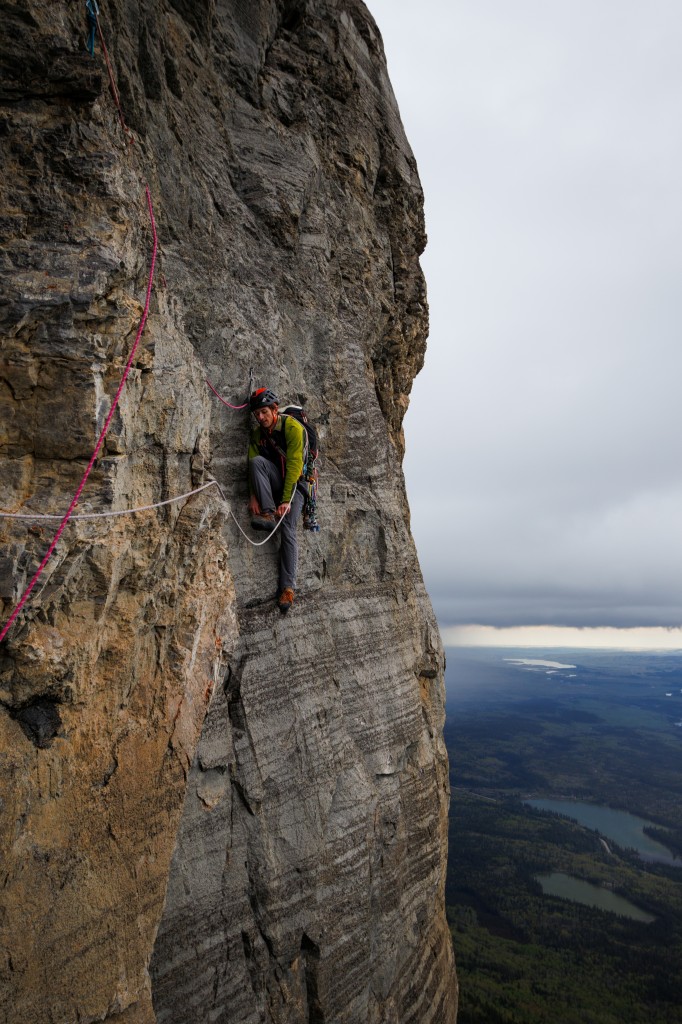 Re-tying my shoe in the middle of the crux pitch