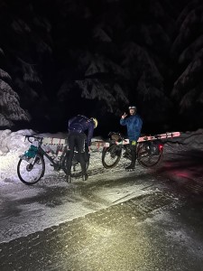Corey and Daniele contemplate road conditions