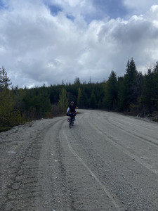 Alex riding the Okanagan FSR