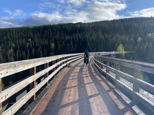 Lukas on another trestle!