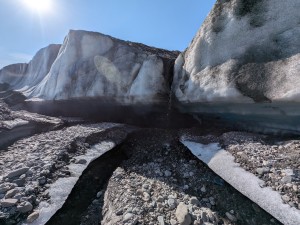 A small waterfall near where we climbed up onto the ice.