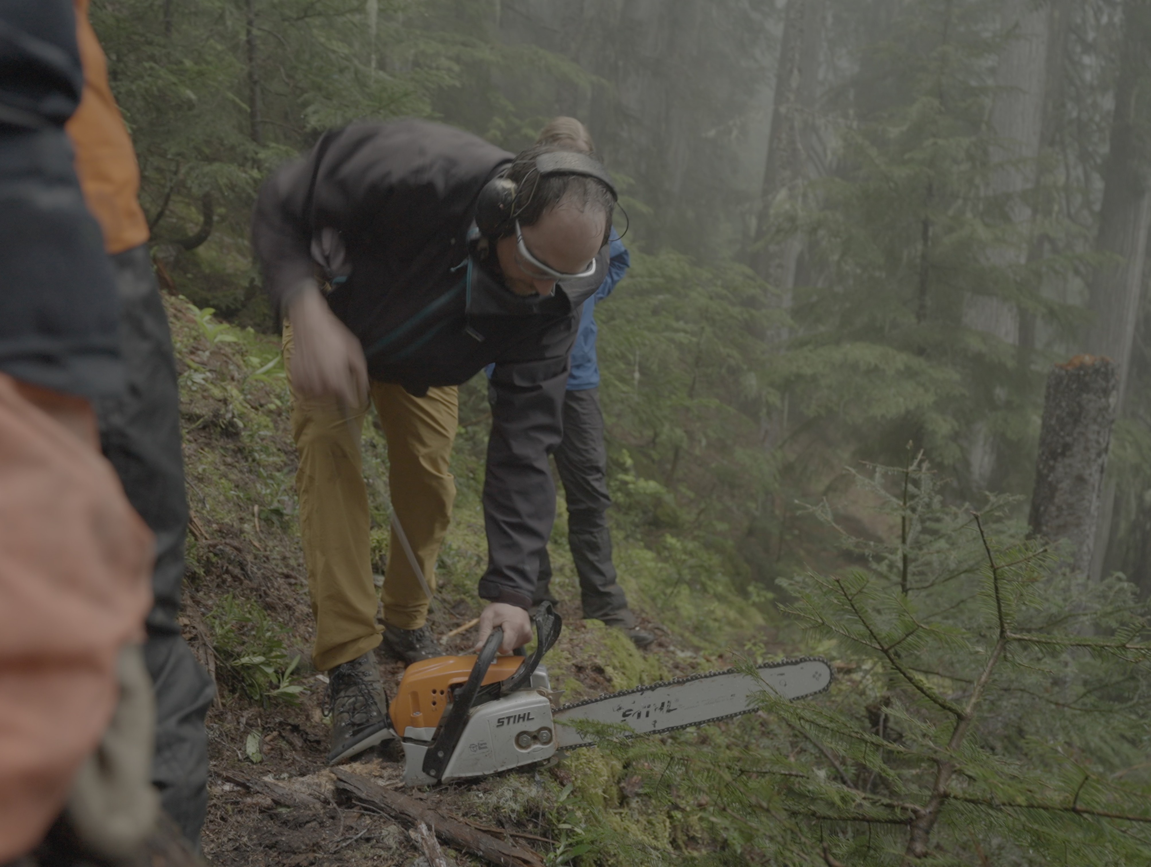 Taking turns starting the chainsaw (Alexi L)