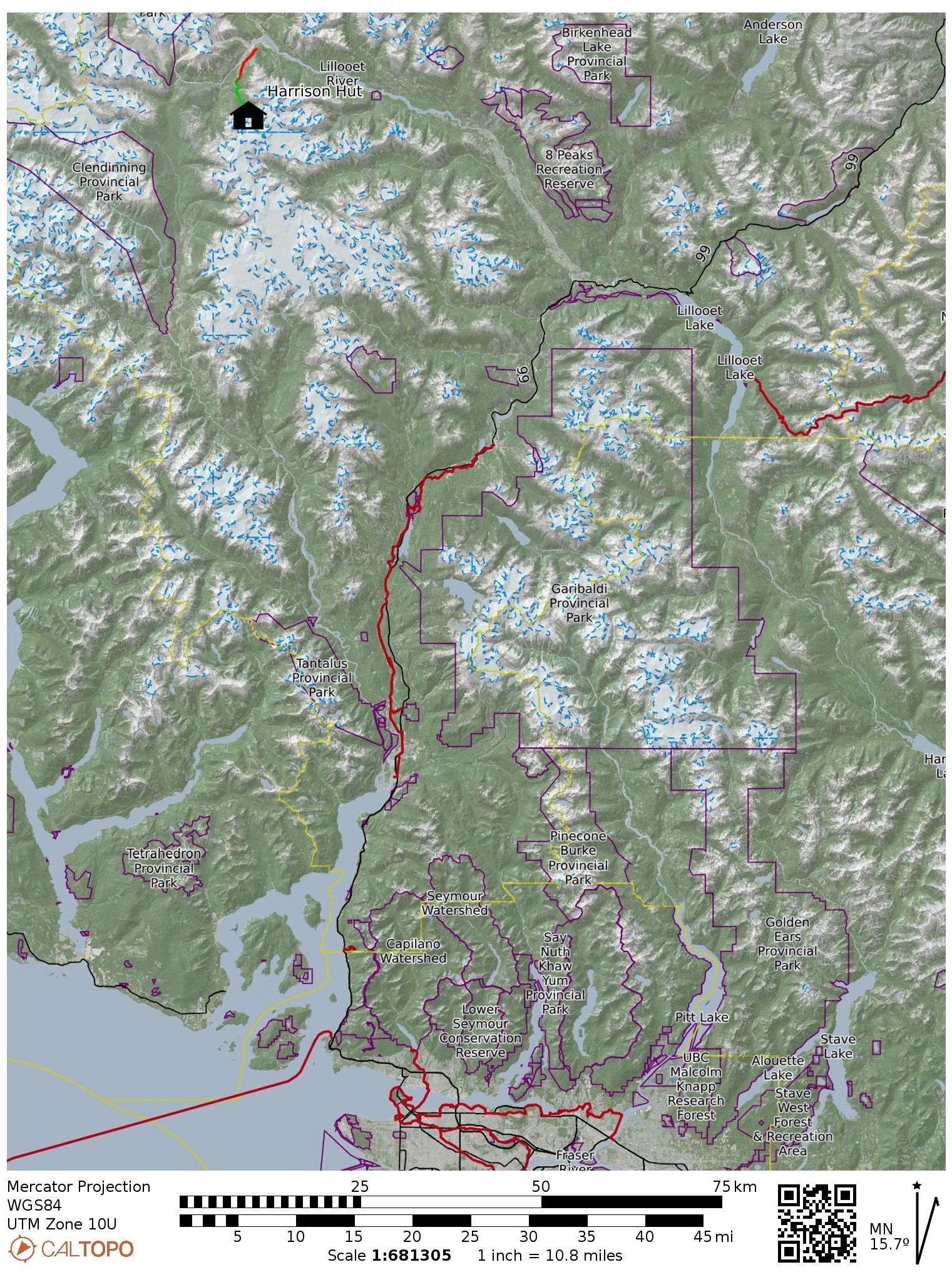 Map of the Harrison Hut with respect to the S2S region